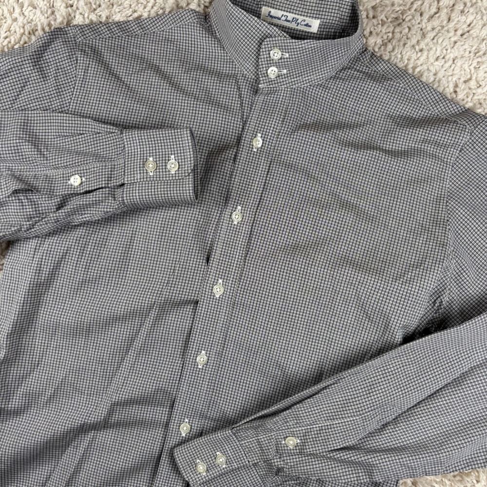 Essex Women Button Up Shirt 36 Gray Plaid Imperial Two Ply Cotton Equestrian USA